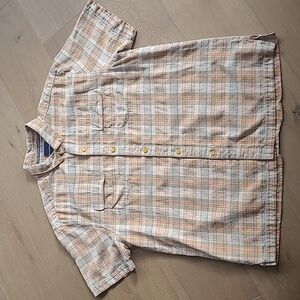 Tommy Bahama Shirt Men's sz XL 100% Silk Plaid Short Sleeve Button Down